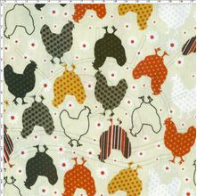 Tecido Estampado Para Patchwork - Galinhas 278700 Cor 1137 (0,50X1,40)