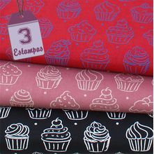 Kit de Tecido: Cupcakes (30x70) 3 Estampas