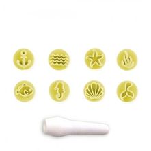 Kit Carimbos Fundo do Mar para Artesanato e Confeitaria 1,5cm Blue Star - 9 Peças