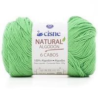 Fio Cisne Natural Algodón 6 Cabos 100g - 100% Algodão 00242 - verde grama