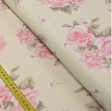 Tecido Estampado para Patchwork - Classique : Rosas Grandes Fundo Bege (0,50x1,40)