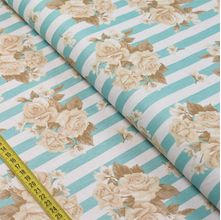 Tecido Estampado para Patchwork - Classique : Rosas com Listra Tiffany (0,50x1,40)