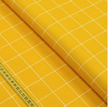 Tecido Estampado para Patchwork - Grid : Xadrez Branco com Fundo Amarelo (0,50x1,40)