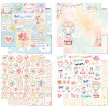 Kit Folha de Scrapbook - Coleção Algodão Doce - 4 Unidades - Litoarte