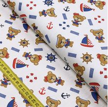 Tecido Estampado para Patchwork - Ursinhos Marinheiros : Ursinhos e Barcos (0,50x1,40)