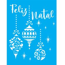 Stencil Jóia 20 X 26 Cm - JN - 1727 Bolas Feliz Natal