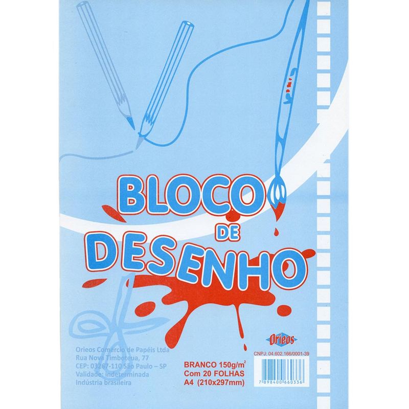 Bloco De Desenho Branco Orieos A4 150gm² 20 Folhas Bazar Horizonte 5514