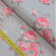 Tecido Estampado para Patchwork - Classique : Rosas Média Fundo Cinza (0,50x1,40)