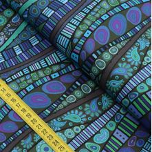 Tecido Estampado para Patchwork - Geometrics By Marina Landi & Valeria Cervetto : Azul com Verde (0,50x1,40)