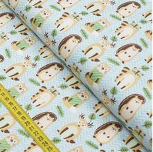 Tecido Estampado para Patchwork - Bichinhos Silvestres: Bichos na Floresta Azul (0,50x1,40)