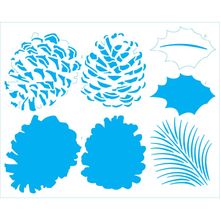 Stencil Natal Litoarte 25 X 20 cm - STRN - 013 Pinhas e Folhas