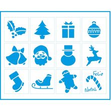 Stencil Natal Litoarte 25 X 20 Cm - STRN - 004 Elementos Natalinos