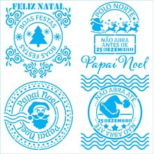 Stencil Natal Litoarte 20 X 20 cm - STXXN - 016 Selos Natalinos