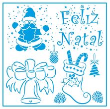 Stencil Natal Litoarte 20 X 20 cm - STXXN - 013 Feliz Natal e Desenhos