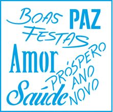 Stencil Natal Litoarte 10 X 10 cm - STNX - 031 Boas Festas,Amor,Saúde,Paz...