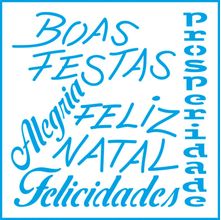 Stencil Natal Litoarte 10 X 10 cm - STNX - 030 Feliz Natal,Alegria,Felicidades...