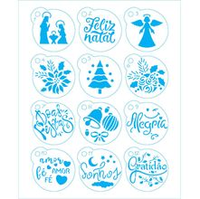 Kit Mini Stencil Natal Chaveiro Mini Natal - Elementos de Natal - STMIN - 004