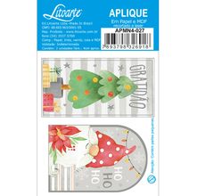 Aplique de MDF e Papel Natal - Tags Papai Noel e Pinheirinho - APMN4 - 027