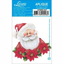 Aplique de MDF e Papel Natal - Papai Noel + Poinsetias - APMN8 - 067