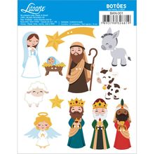 Botão em MDF Aplique Natal - Presépio - BAN - 001