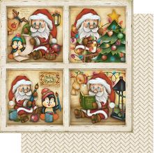 Folha para Scrapbook Dupla Face Natal - Papai Noel Pequeno em Quadros - SDN - 084