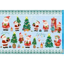 Papel Decoupage Natal Litoarte PDN - 137 - Noel, Flocos, Árvore 50 X 34,3cm