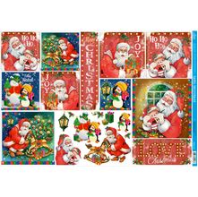 Papel Decoupage Natal Litoarte PDN -127 - Papai Noel Vintage, Pinguim 50 X 34,3cm