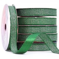 Fita de Cetim com Lurex Prata Nº 02 10mm com 10 Metros 017 verde bandeira