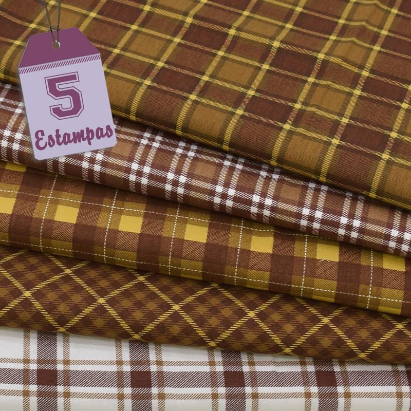 Tecido Xadrez Tartan Caramelo da Fuxicos em Kit de 30x70cm - Bazar Horizonte