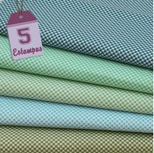 Kit de Tecido Micro Xadrez Azul e Verde (50x150) 5 Estampas