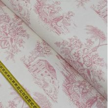 Tecido Estampado para Patchwork - Toile De Jouy : Rose (0,50x1,40)