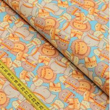 Tecido Estampado para Patchwork - Baby Tribe : Animals Heads Fundo Azul Claro (0,50x1,40)