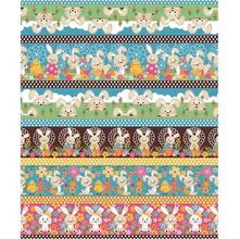 Tecido Estampado para Patchwork - Páscoa : Barrado Páscoa Happy (0,50x1,40)