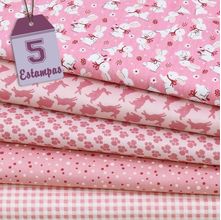 Kit de Tecido Páscoa Coelhinhos Rose (50x150) 5 Estampas