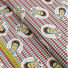 Tecido Estampado para Patchwork - Frida Kahlo : Frida Com Textura Geometrico (0,50x1,40)