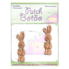 Botão Patch Laminado Coelho de Lado - 2 Unidades