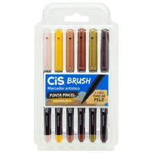 Kit Canetas CIS Brush Tons de Pele - 6 Canetas
