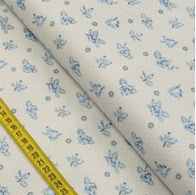 Tecido Estampado para Patchwork - Florescer : Mini Cinza E Azul (0,50x1,40)