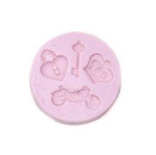 Molde de Silicone para Biscuit - Cadeado, Chave e Coroa 193