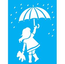 Stencil Opa 15 X 20 cm - Menina com Guarda Chuva - 2166