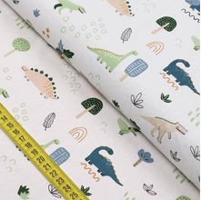 Tecido Estampado para Patchwork - Planeta dos Dinossauros By Mariana Curti : Dino Fundo Branco (0,50x1,40)