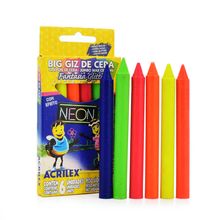 Big Giz de Cera Neon Glitter Acrilex - 6 Cores