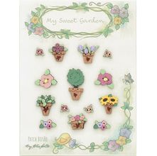 Kit Botão Patch Vasos e Flores - 14 Unidades