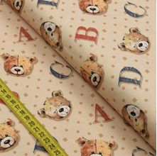 Tecido Estampado para Patchwork - Teddy Bear : Rostos Ursos Fundo Bege (0,50x1,40)