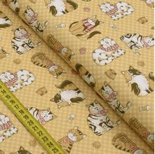 Tecido Estampado para Patchwork - Pets : Mini Gatos Fundo Manteiga (0,50x1,40)