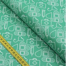 Tecido Estampado para Patchwork - Essentials Medical Fundo Verde Malva (0,50x1,50)