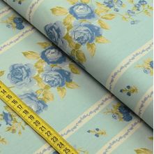 Tecido Estampado para Patchwork - I Love Roses by MC Design : Barrado de Rosas Azul (0,50x1,40)