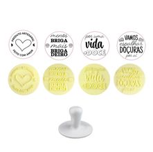 Kit Carimbos Frases Doces para Artesanato e Confeitaria 5cm Blue Star - 4 Peças