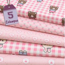 Kit de Tecido Kawaii Coelhinho Rosa (30x70) 5 Estampas