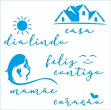 Stencil Litoarte 14 x 14 cm - STA-158 Casa, Dia Lindo, Feliz Contigo, Mamãe, Coração